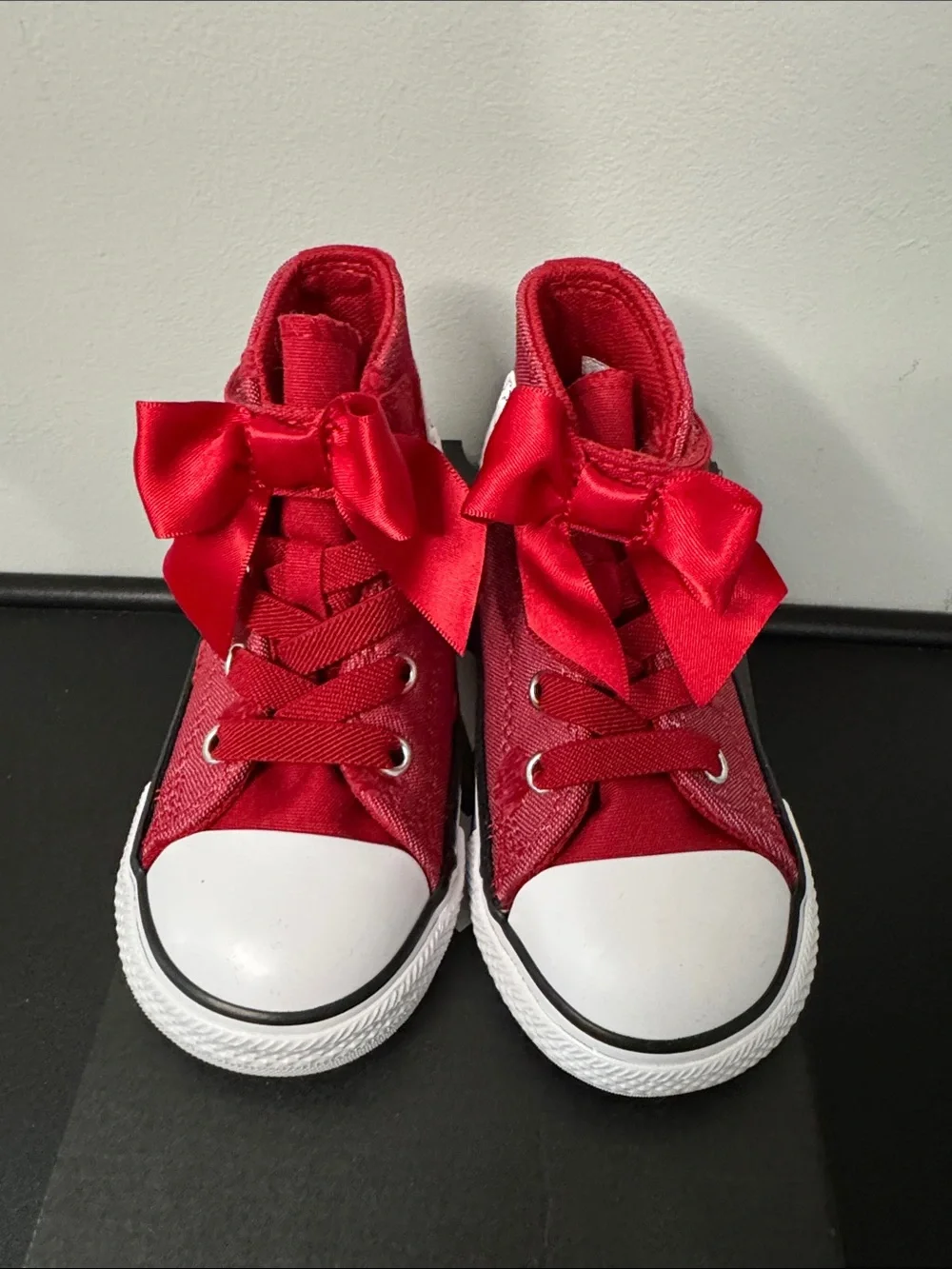 Converse All Star Polka Dots & Bow Red Sneakers Toddler Size 7 New NIB